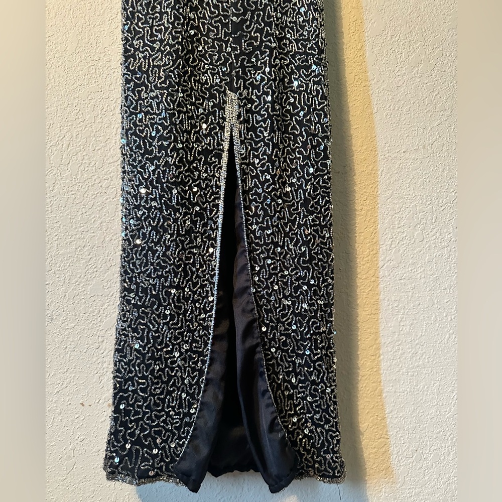 Rare vintage evening formal gown bead and sequin with slit elegant - Picture 8 of 8